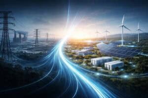 Visualization of global energy transition from centralized power grid infrastructure to distributed autonomous energy nodes and decentralized energy systems