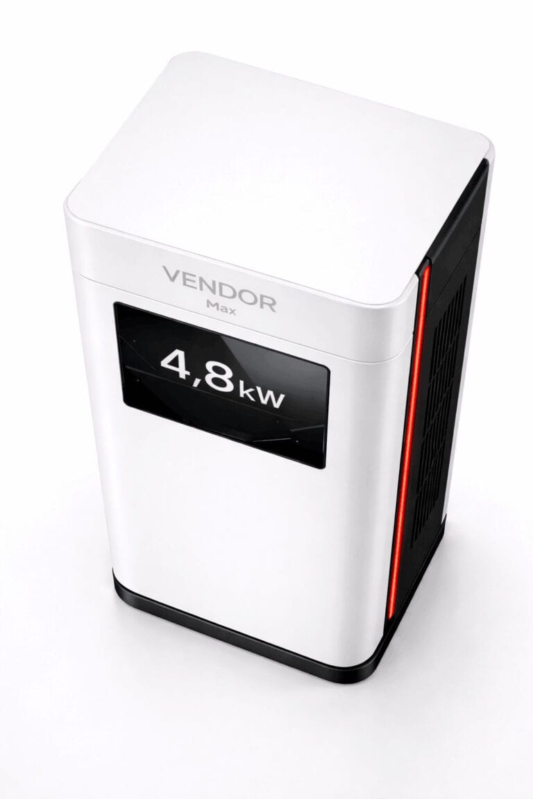 VENDOR Max generator top angle 3/4 perspective showing compact enclosure design and structural form