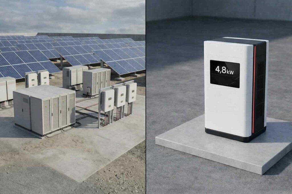 Solar panel and battery storage system compared with VENDOR Max autonomous power node for off-grid infrastructure deployment